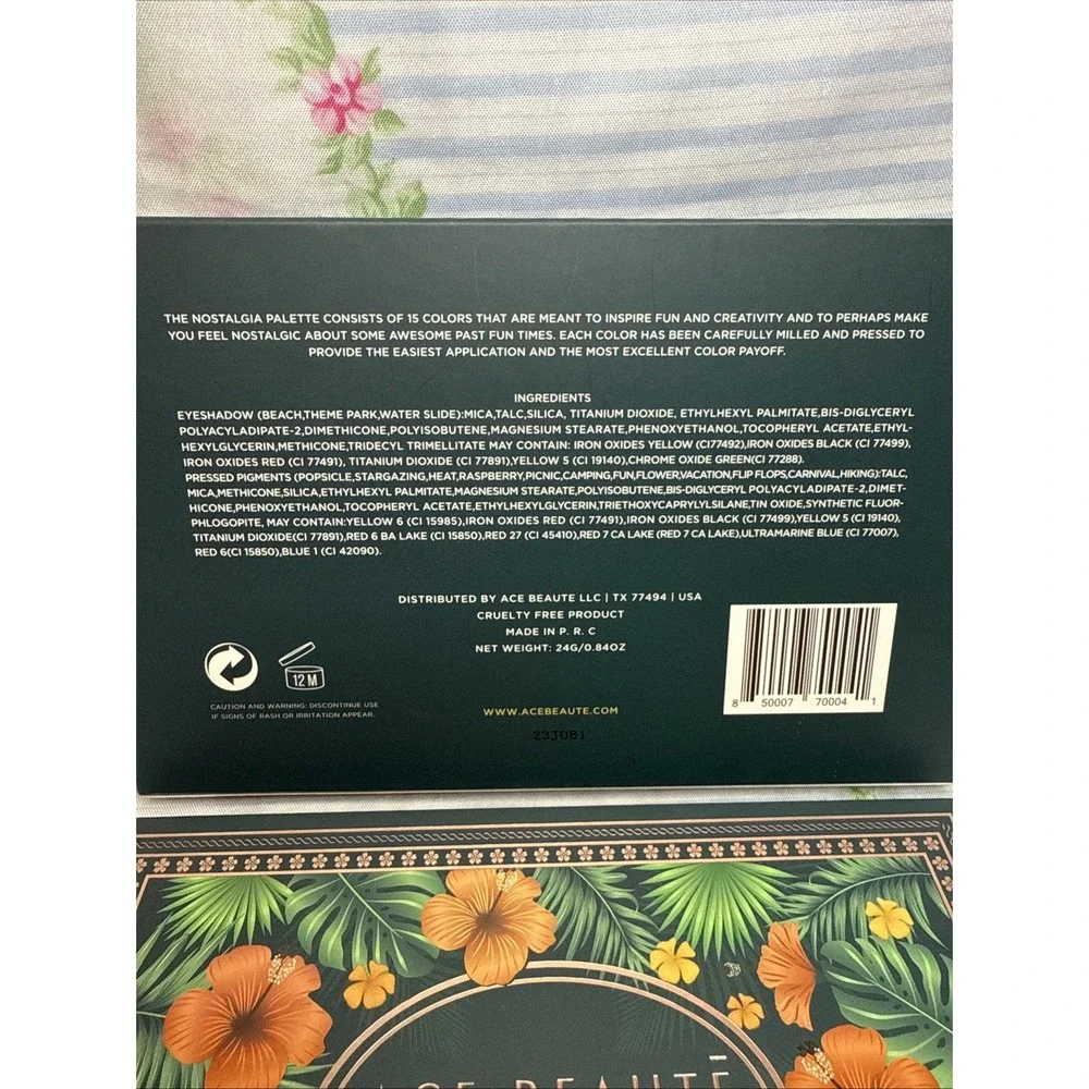 Ace Beauté Nostalgia Eyeshadow Palette 15 Shades Bright Bold‎ Colors New